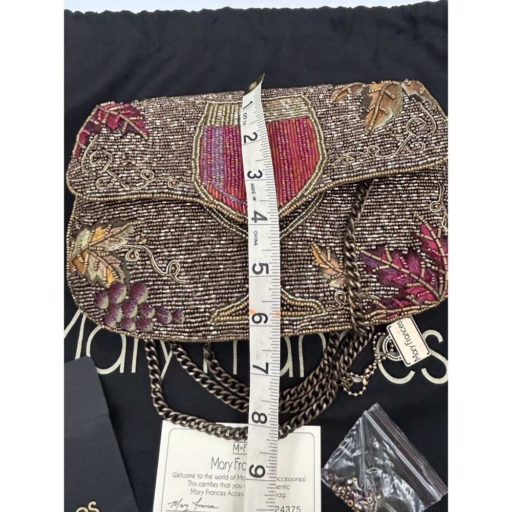 Mary Frances Beaded Wine Theme Shoulder/Crossbody Chain Strap Bag w/ Dust Bag - Picture 10 of 10